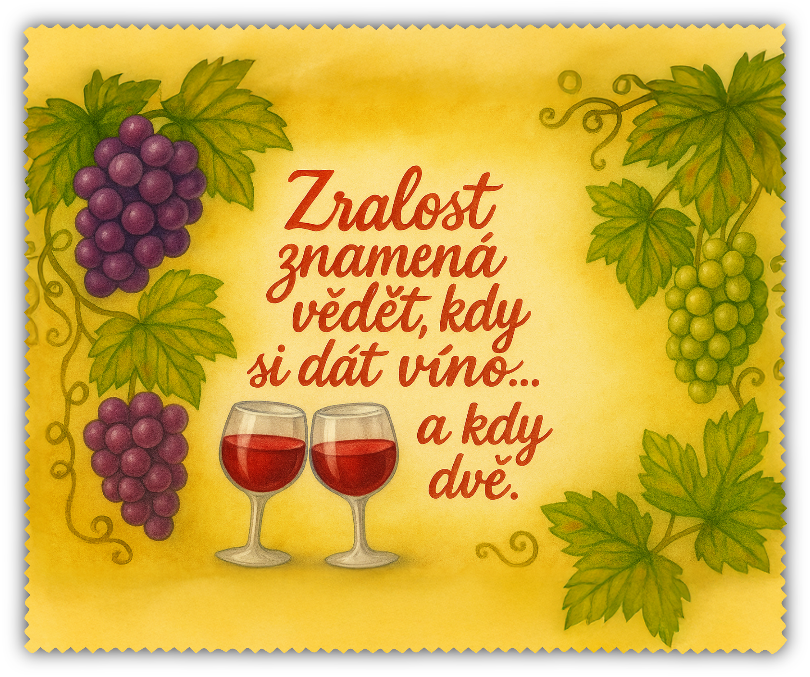 Čistící utěrka - dvě sklenky vína