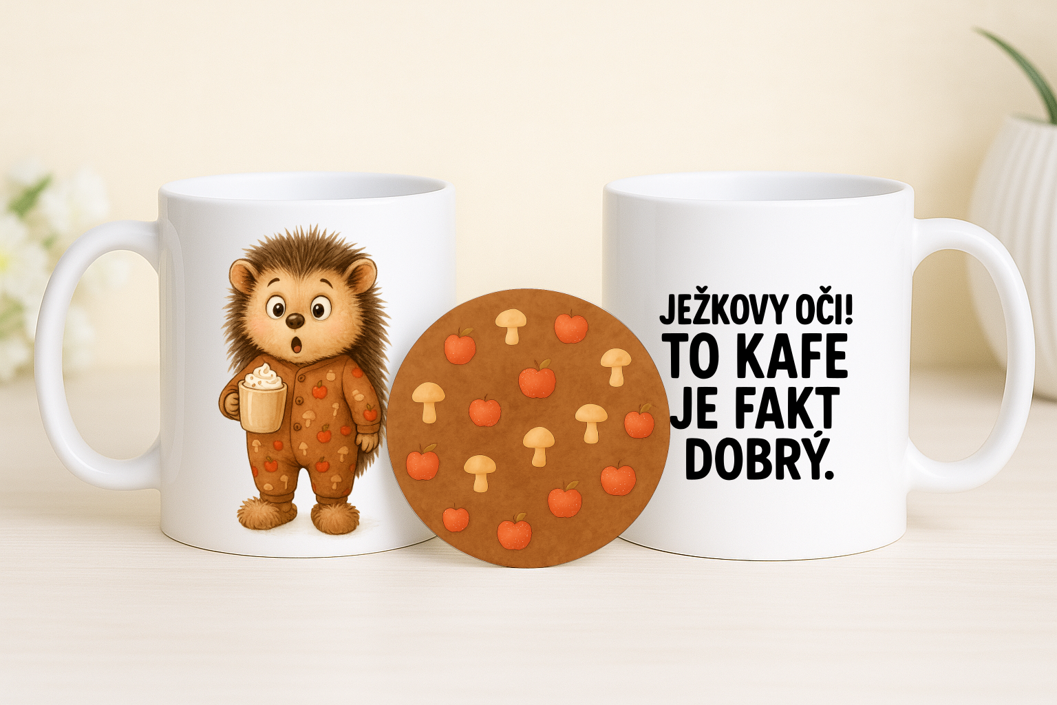 sada hrneček s podtáckem - Ježek kafe