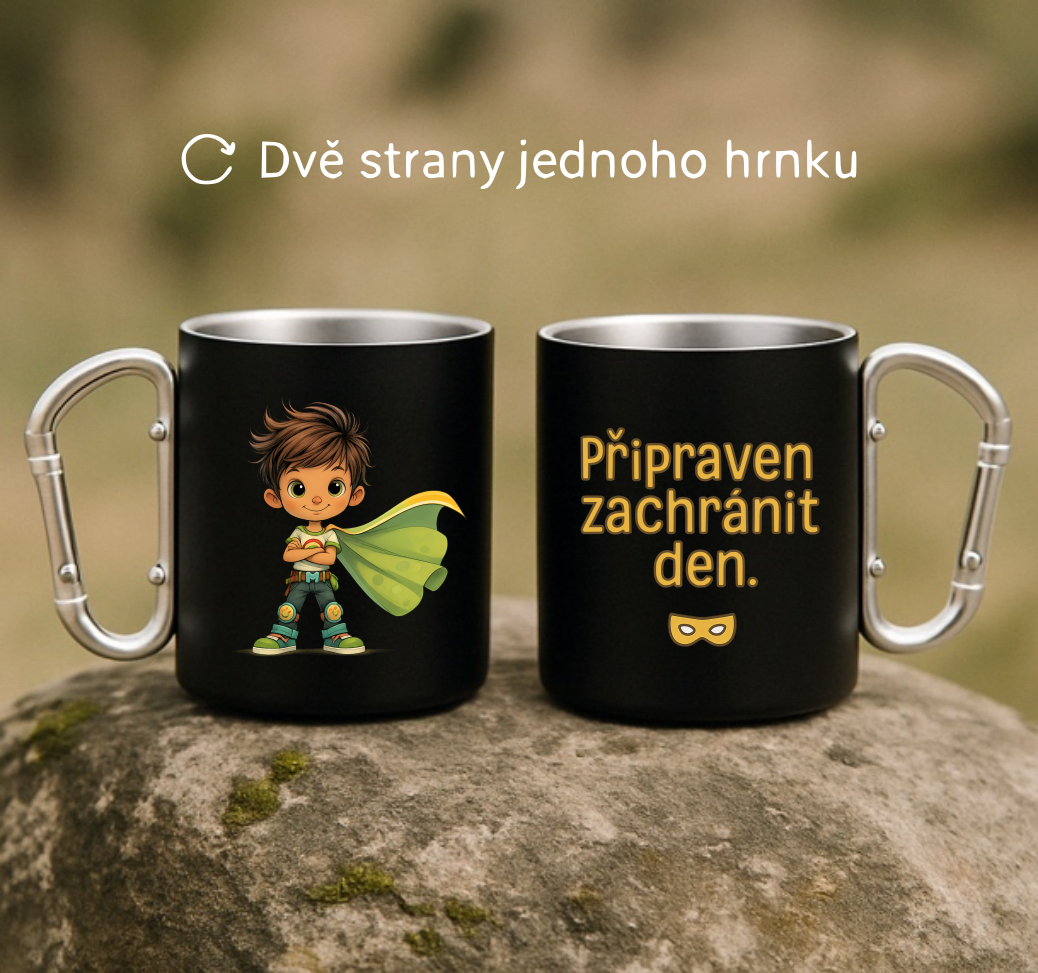 Plechový hrnek s karabinou