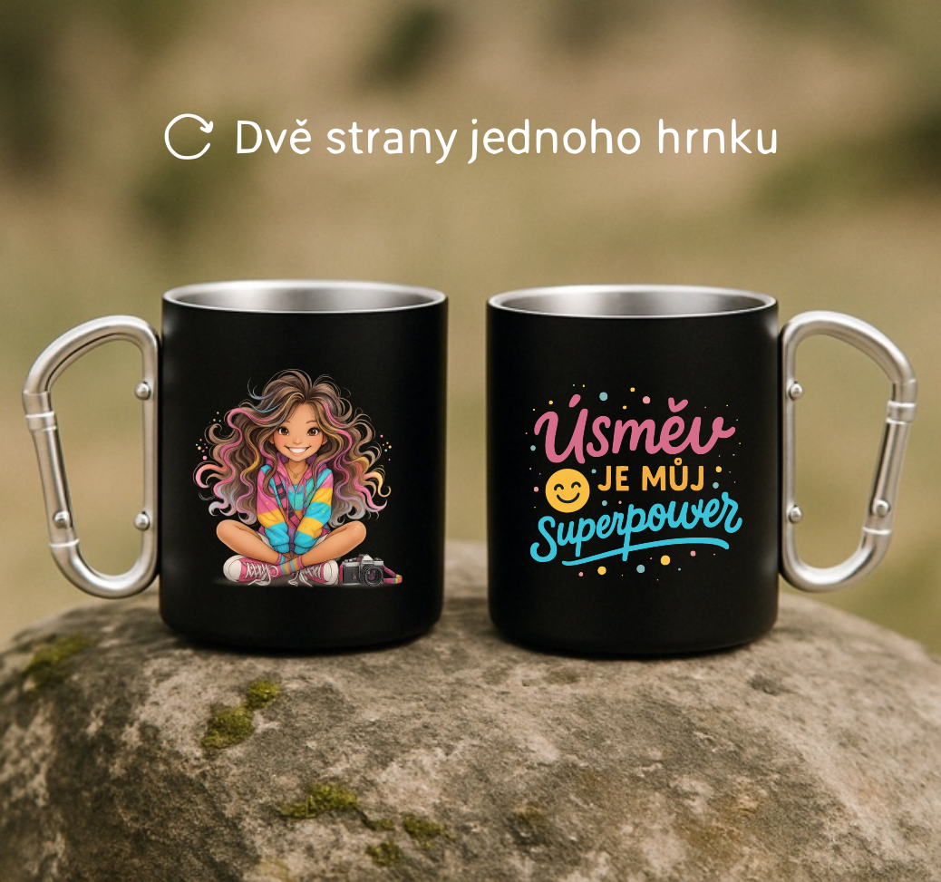 Plechový hrnek s karabinou