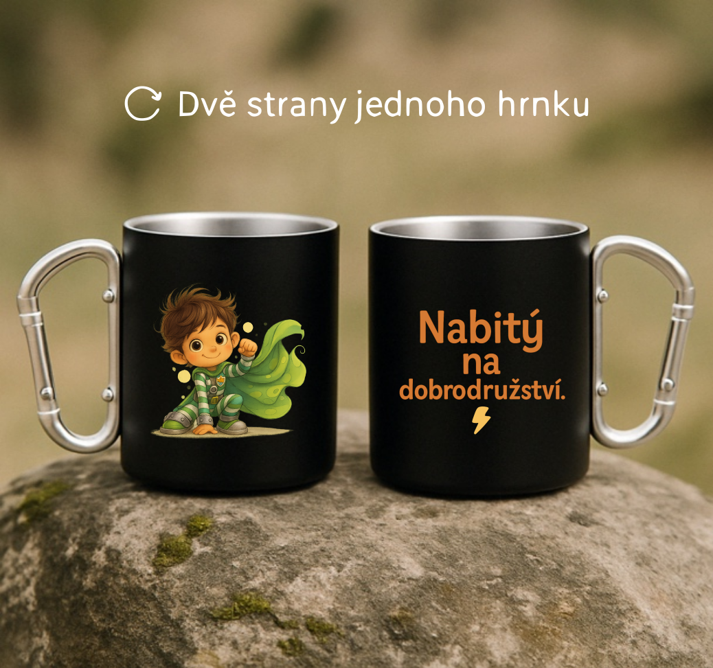 Plechový hrnek s karabinou