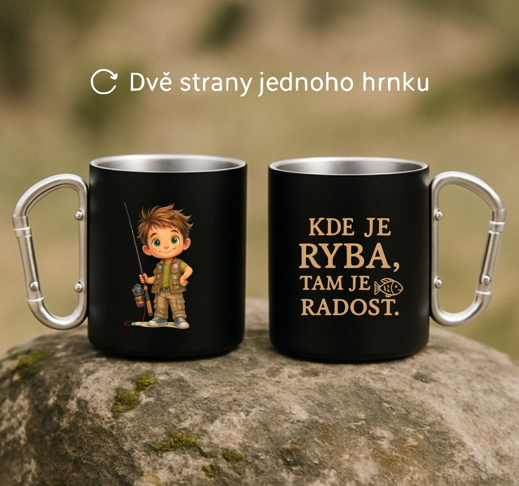 Plechový hrnek s karabinou