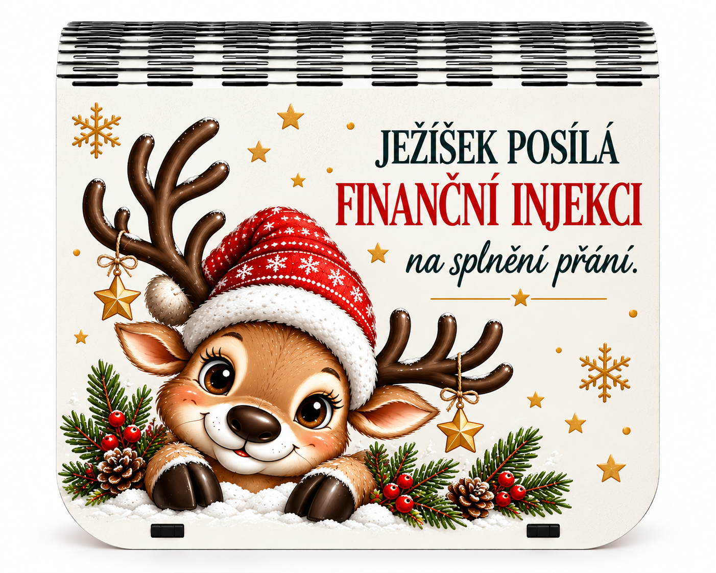 Dárková krabička na bankovky v injekcích - "Ježíšek posílá finanční injekci na splnění přání."