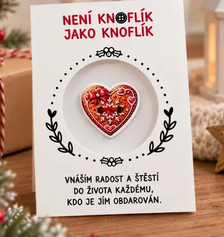 Knoflík štěstí – perníkové srdce