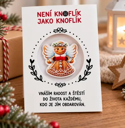 Knoflík štěstí – perníček andílek