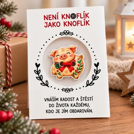 Knoflík štěstí – prasátko pro štěstí