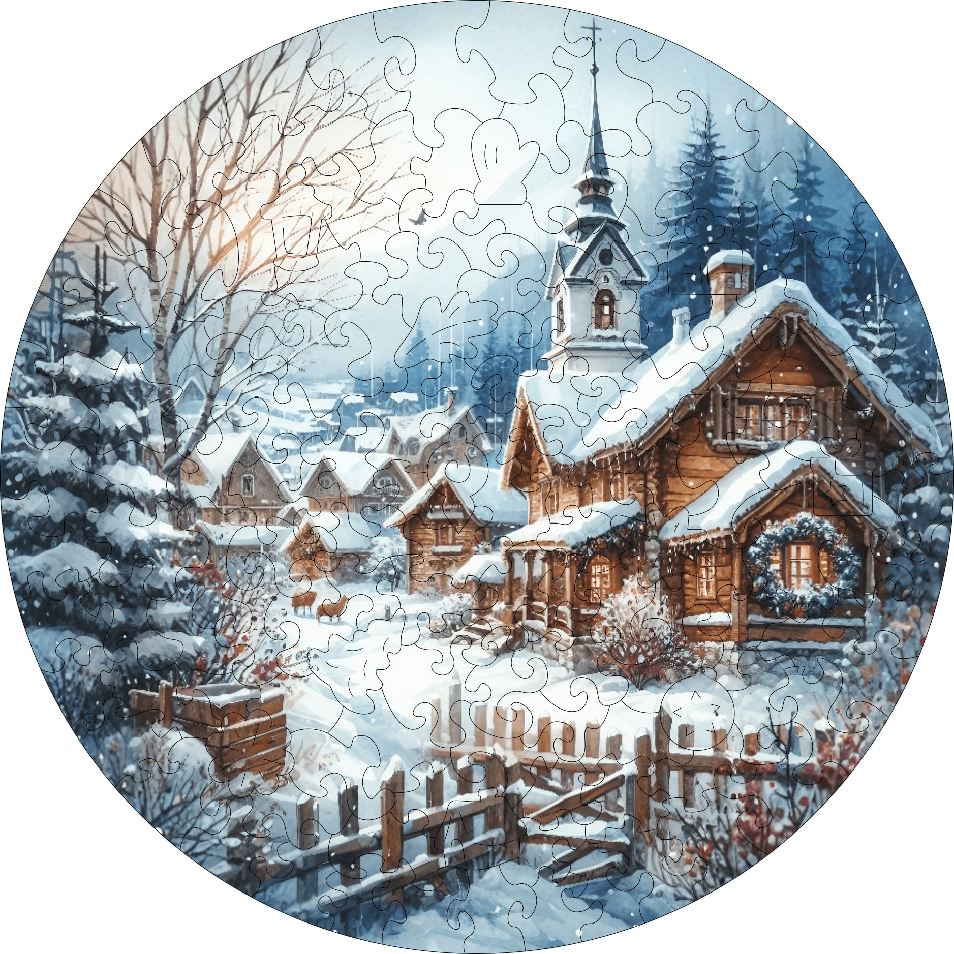 Puzzle 27cm v krabičce - zimní příroda - varianta_B