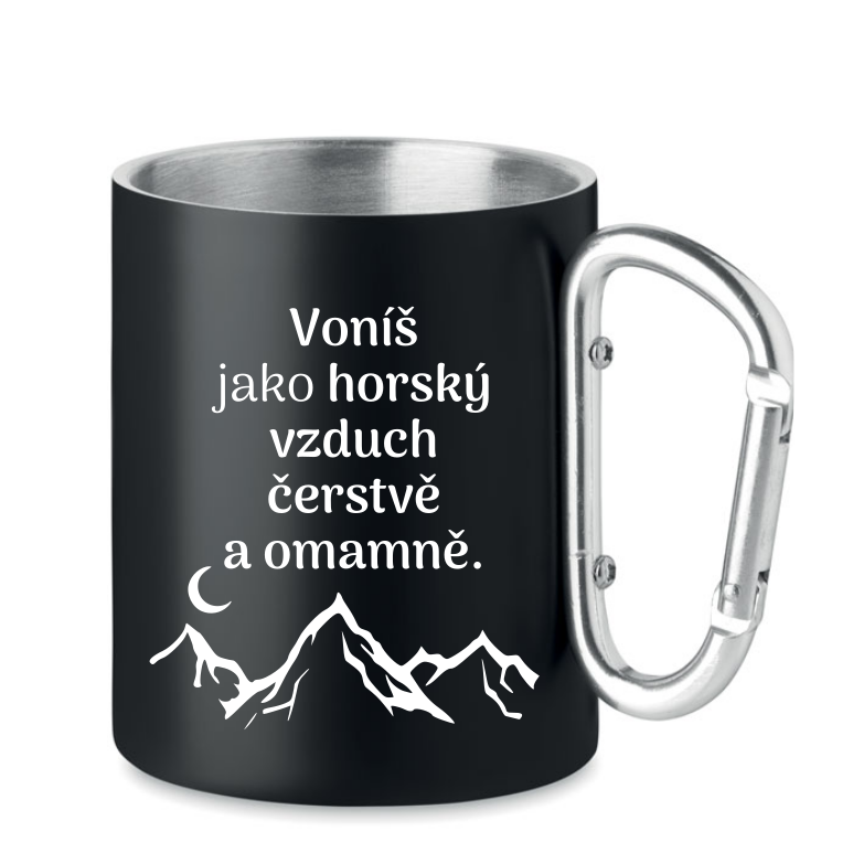 Plechový hrnek s karabinou