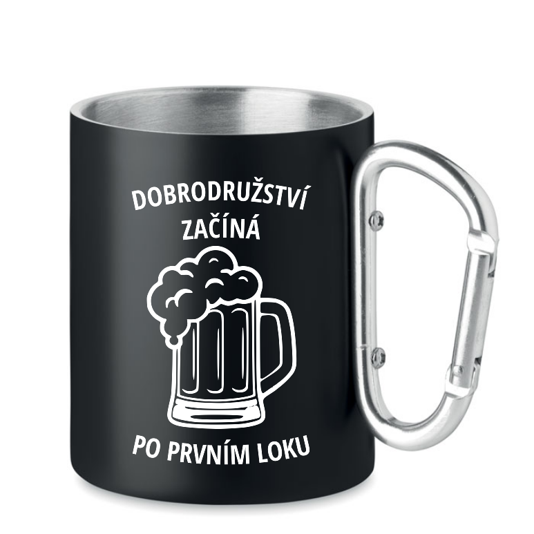 Plechový hrnek s karabinou