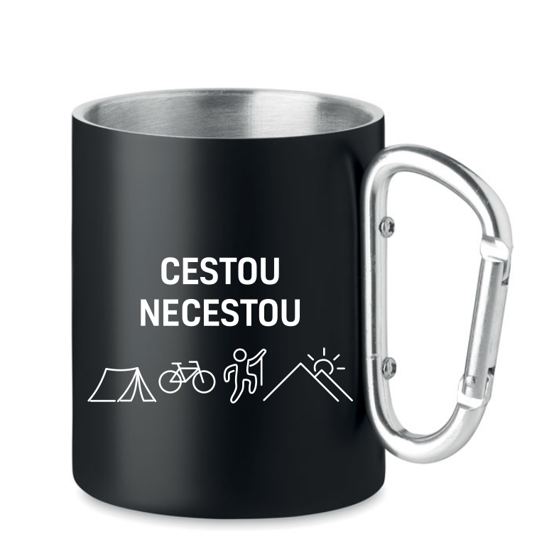Plechový hrnek s karabinou
