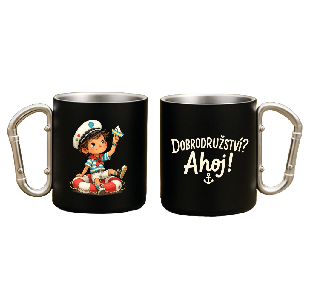 Plechový hrnek s karabinou