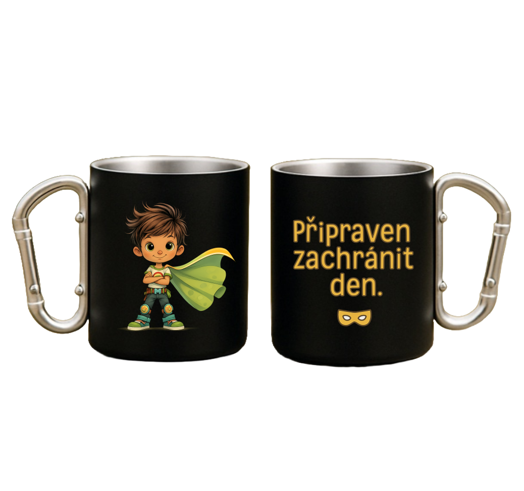 Plechový hrnek s karabinou