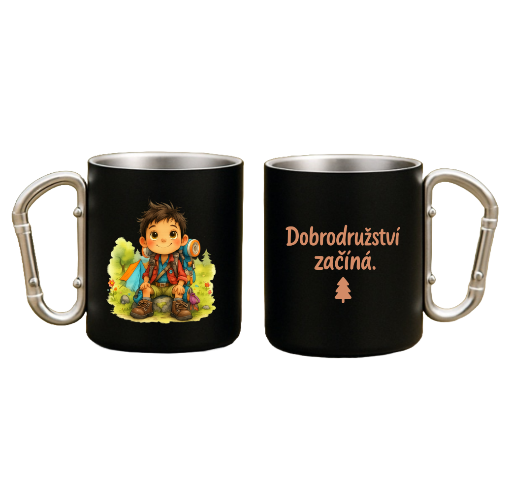 Plechový hrnek s karabinou