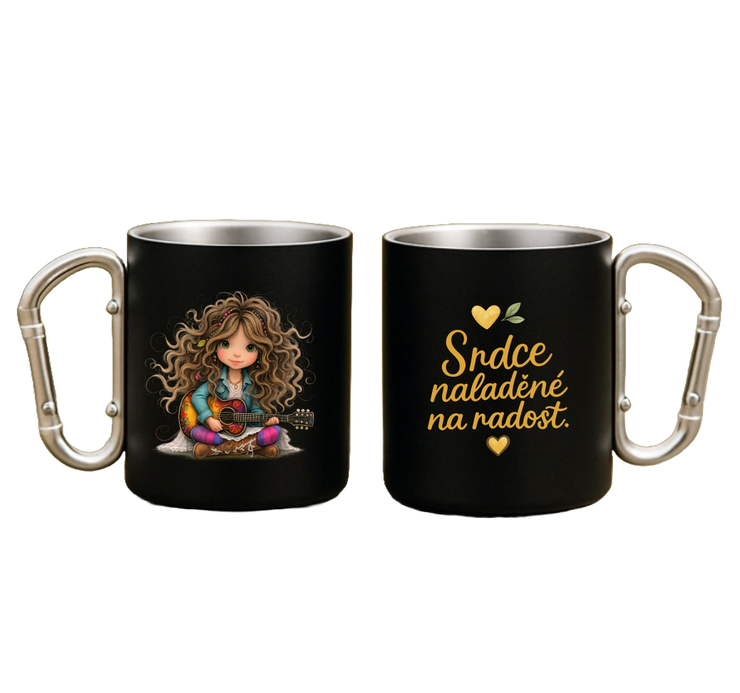 Plechový hrnek s karabinou