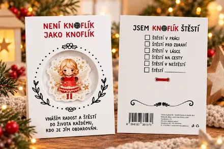 Knoflík štěstí – andílek červený