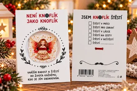 Knoflík štěstí – andílek karmín