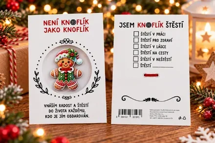 Knoflík štěstí – perníček s čepičkou