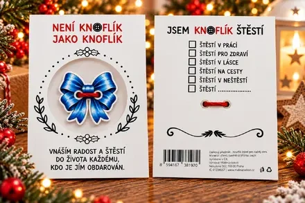 Knoflík štěstí – modrá mašle