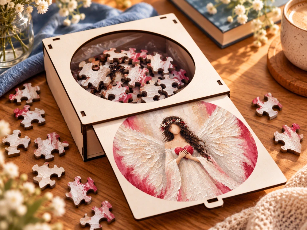 Puzzle 27cm v krabičce - Andělská (červená)