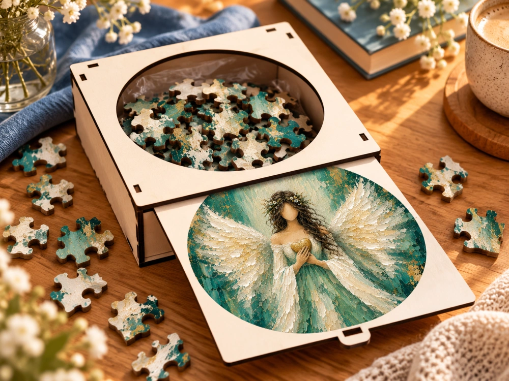 Puzzle 27cm v krabičce - Andělská (zelená)