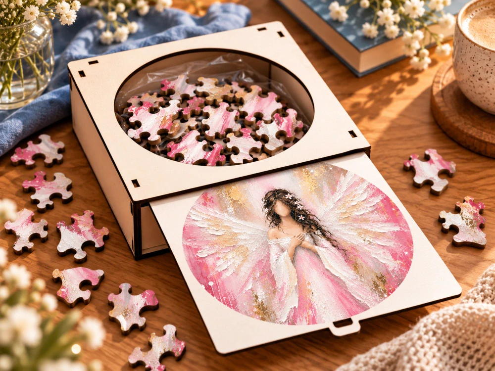 Puzzle 27cm v krabičce - Andělská (růžová)