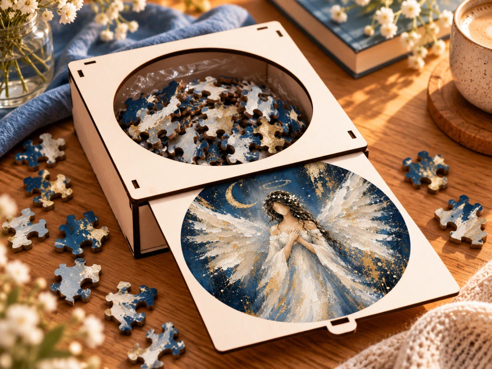Puzzle 27cm v krabičce - Andělská (tm.modrá)