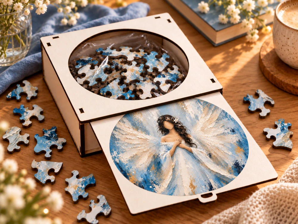 Puzzle 27cm v krabičce - Andělská (sv.modrá)