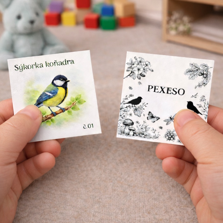 ptáček se zvuky Hrdlička se šátkem + pexeso Ptáčci