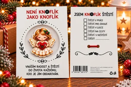Knoflík štěstí – andělka se srdíčkem