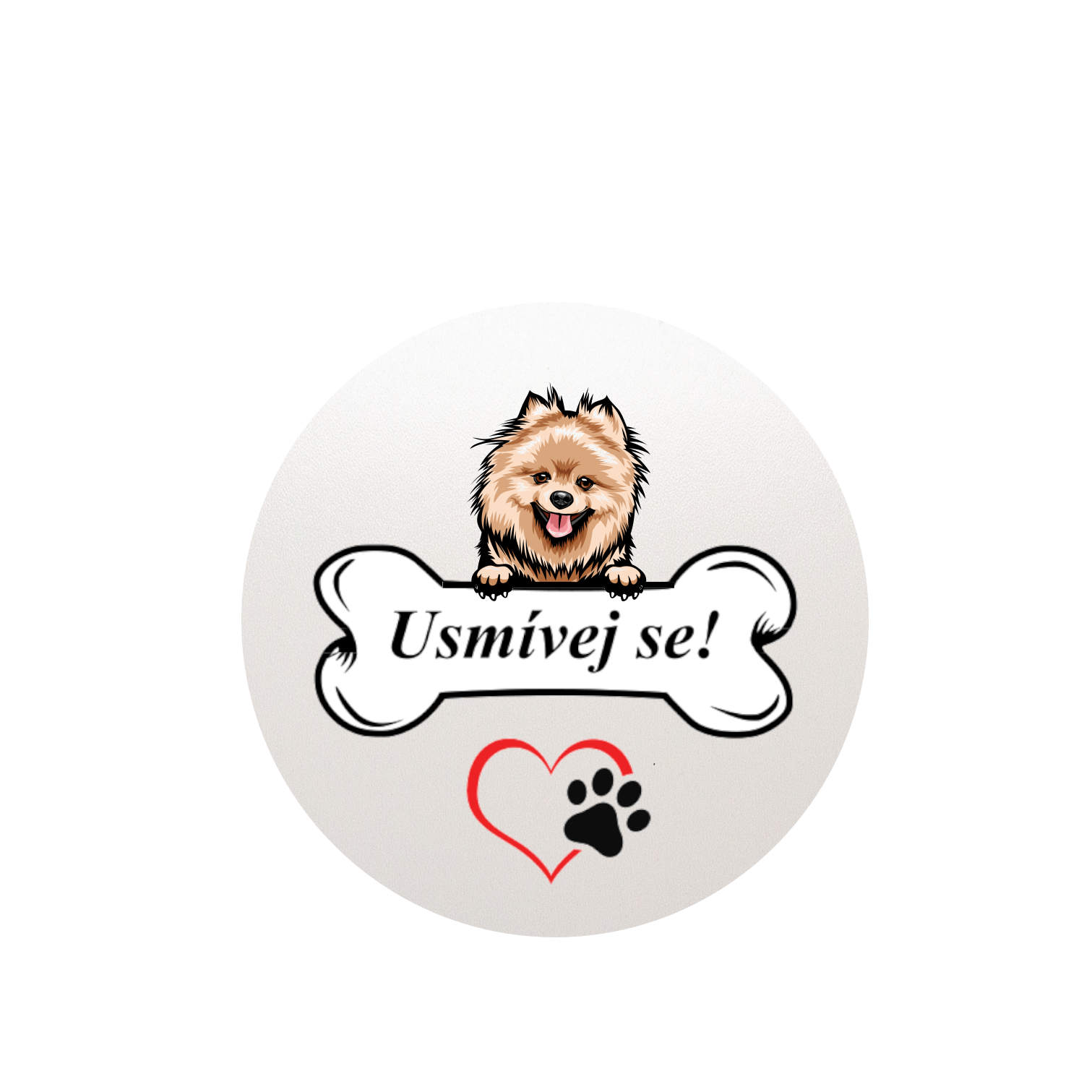 Set plecháček, podtácek, přívěšek motiv Pomeranian 