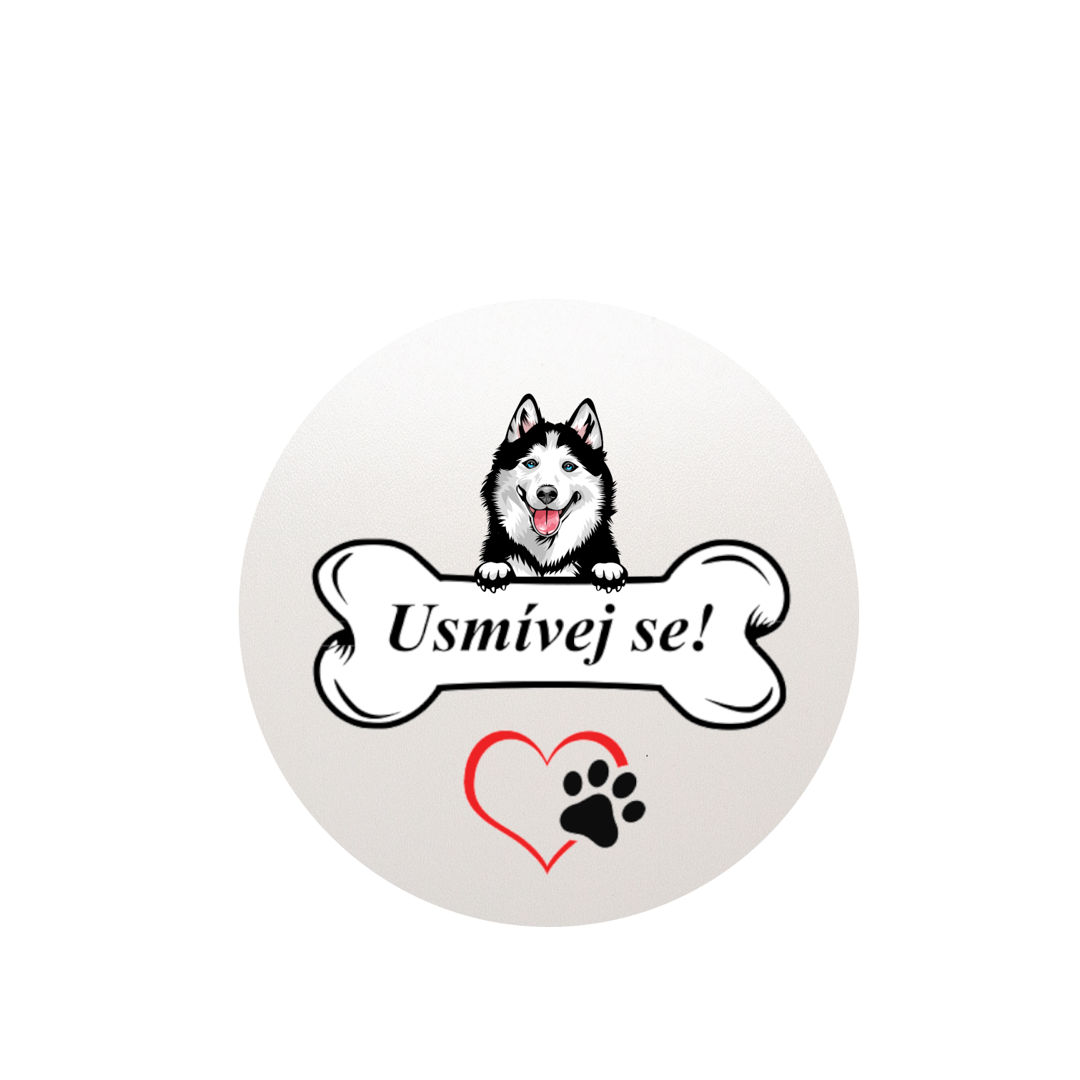 Set plecháček, podtácek, přívěšek motiv Sibiřský husky