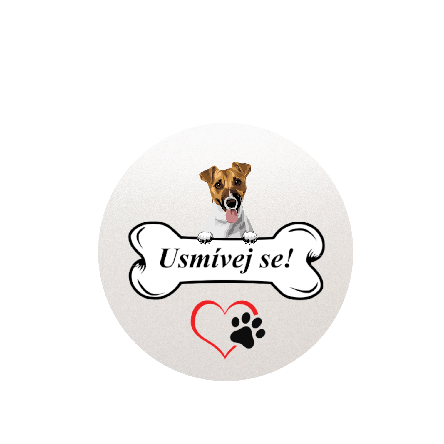 Set plecháček, podtácek, přívěšek motiv Jack Russell teriér