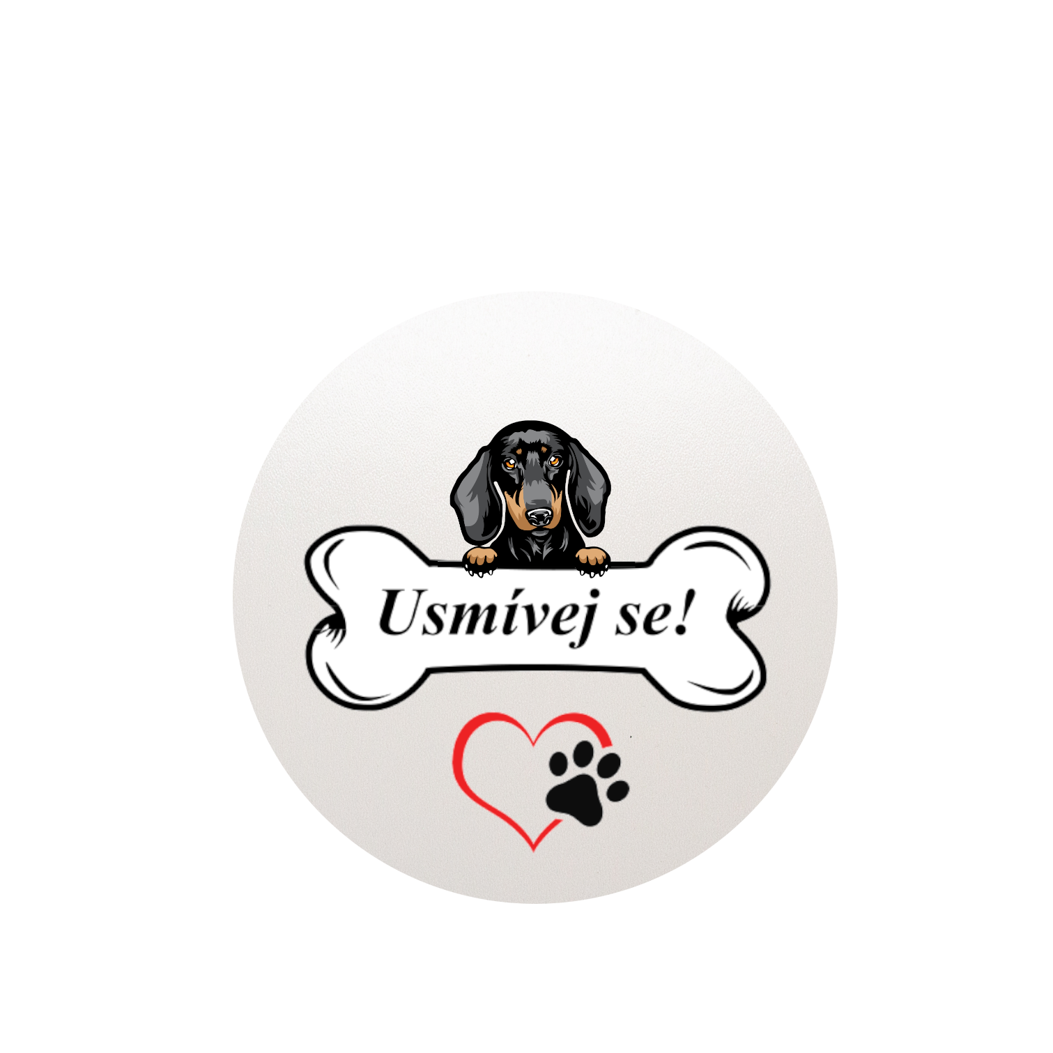 Set plecháček, podtácek, přívěšek motiv Jezevčík dlouhé uši