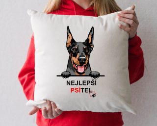 Povlak na polštář Nejlepší PSÍTEL - Dobrman