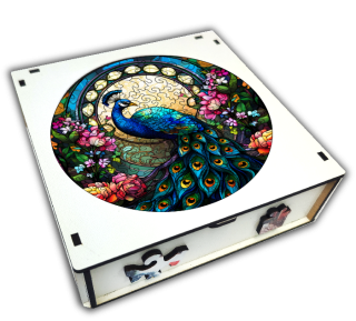 Puzzle 27cm v krabičce - páv