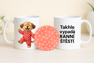 sada hrneček s podtáckem - Pejsek ranní štěstí