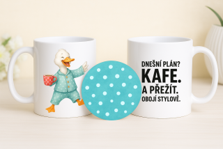 sada hrneček s podtáckem - Kachna kafe