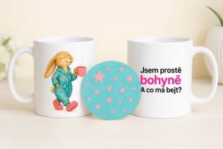 sada hrneček s podtáckem - králík jsem prostě bohyně