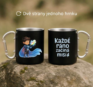 Plechový hrnek s karabinou