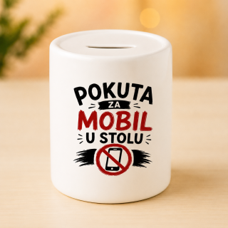 Keramická pokladnička - Pokuta za mobil u stolu