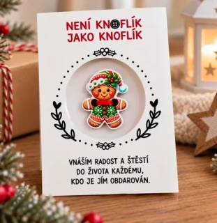 Knoflík štěstí – perníček s čepičkou