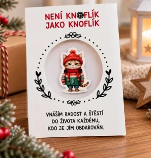 Knoflík štěstí – kočička