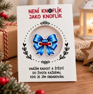 Knoflík štěstí – modrá mašle