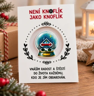 Knoflík štěstí – sněžítko s domečkem