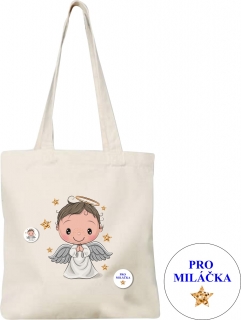 Set taška Andílek a 2 odznáčky "Pro miláčka"